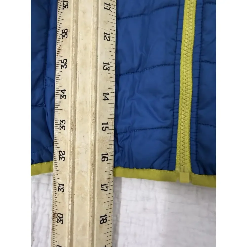 The North Face Reversible Full Zip Puffer Vest Plaid Blue Green 4T